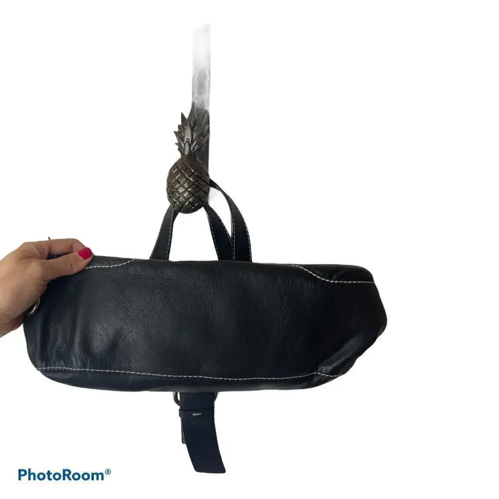 Andrea Mabiani Black Leather Satchel Bag Top Handles